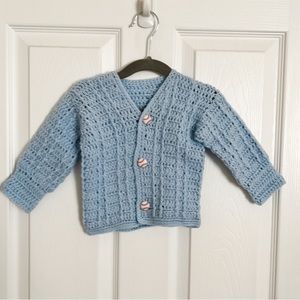 Crocheted Baby Sweater With Base Ball Buttons | 6-12 Months